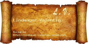 Lindmayer Valentin névjegykártya